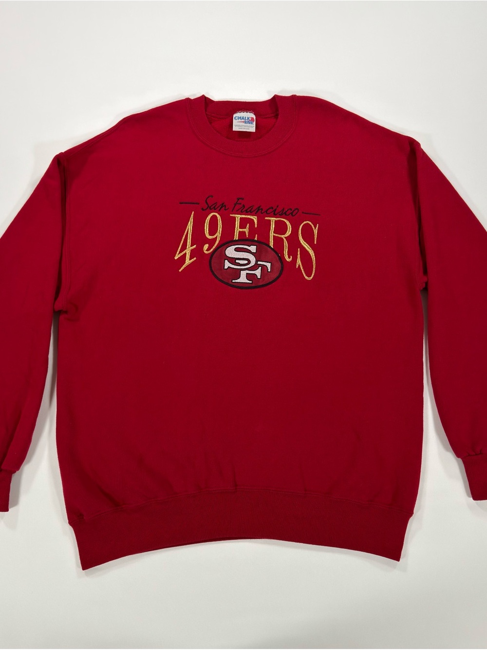 Vintage San Francisco 49ers Chalk Line Sweatshirt Red Embroidery Crewneck XL